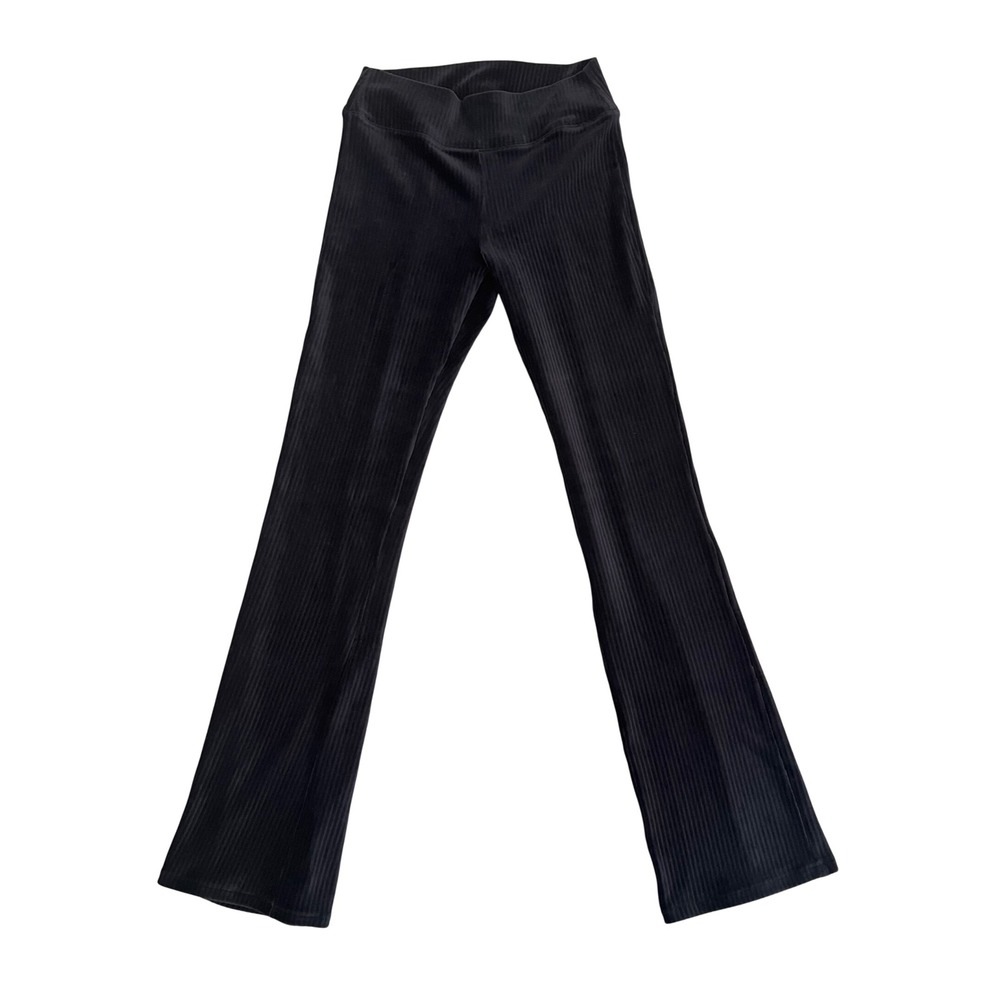 Prana Black Ribbed Corduroy Flare Pants Organic Cotton Blend Size Medium